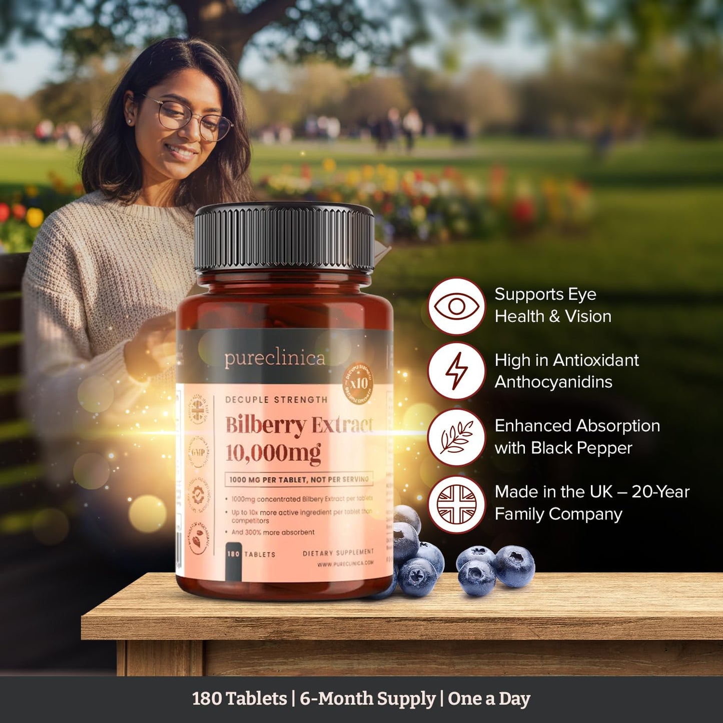USA imported pureclinica bilberry extract tablets for vision support