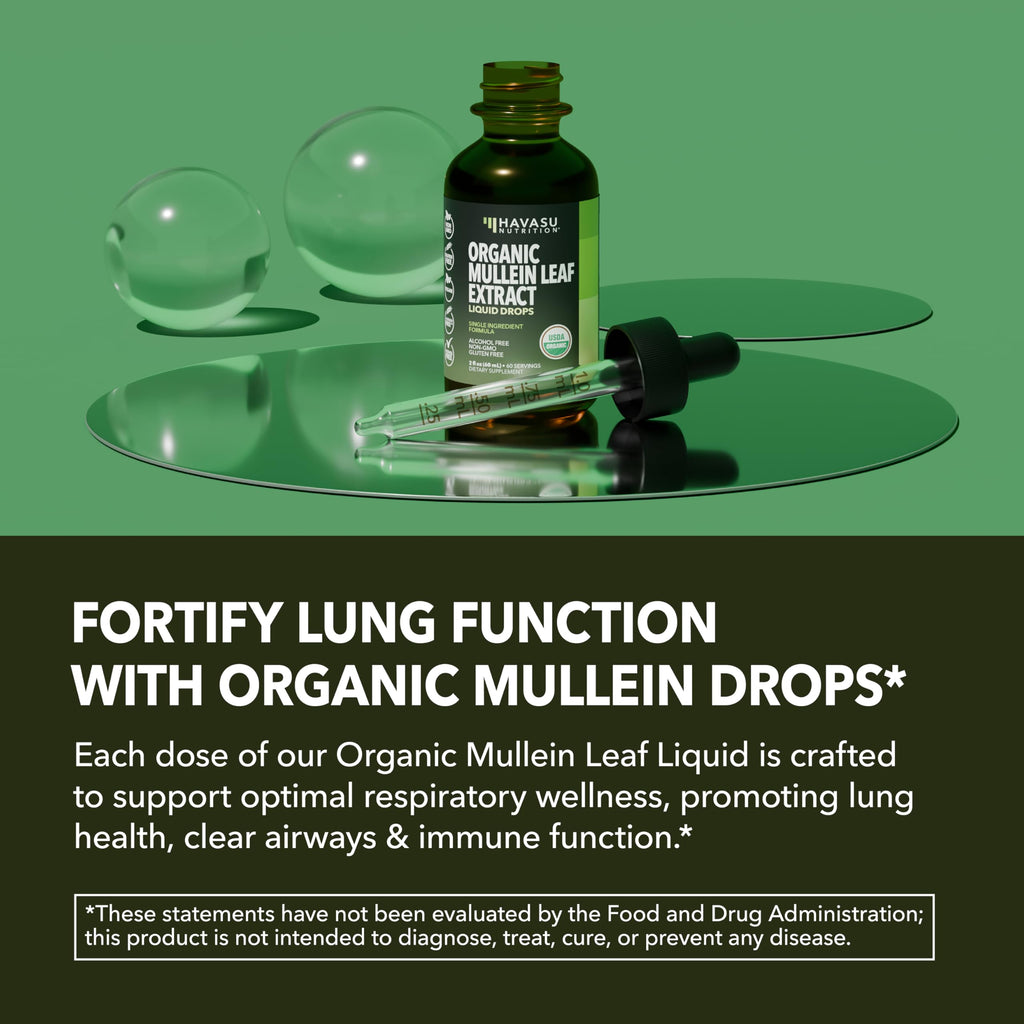 Organic Mullein Leaf Extract supplement bottle side view