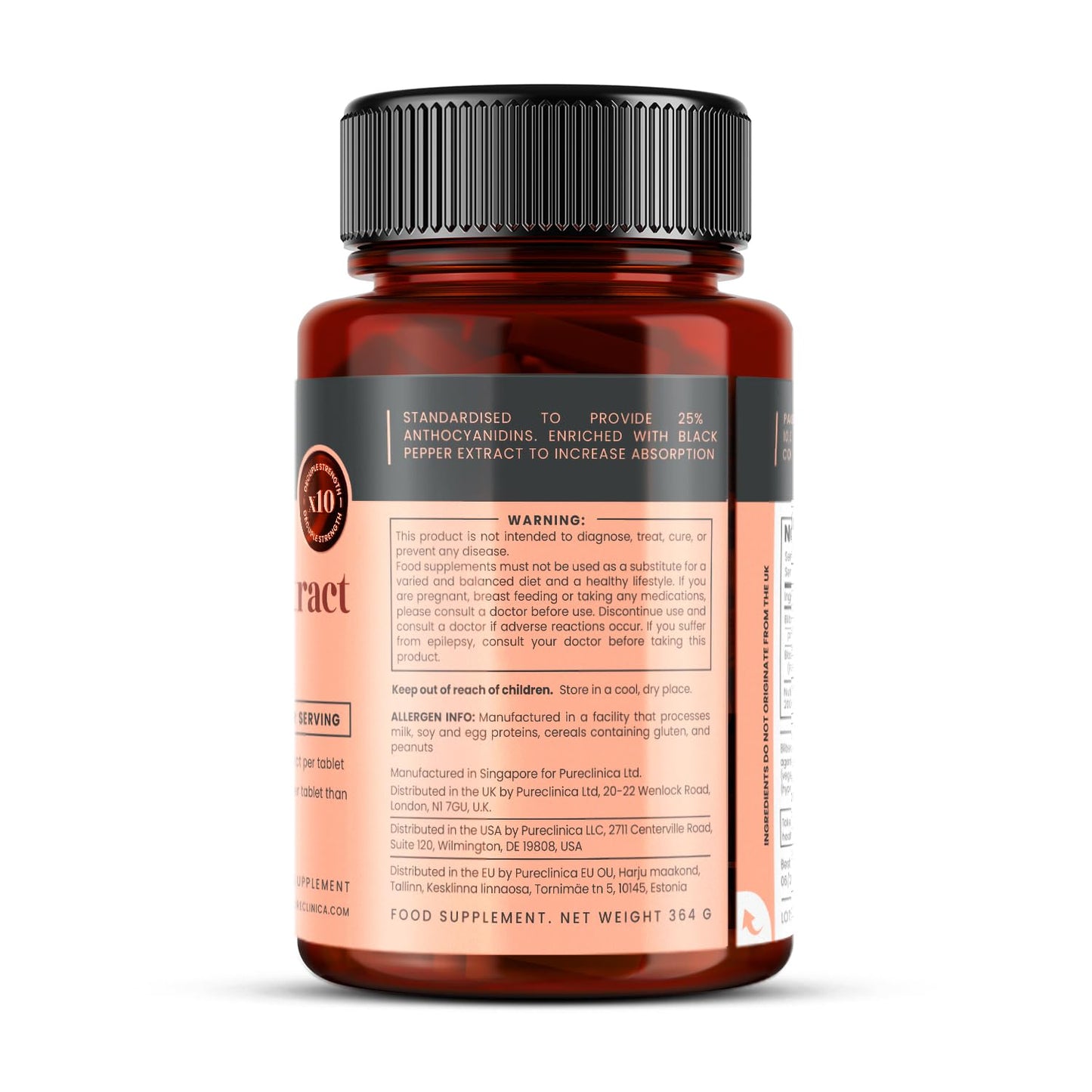 Authentic pureclinica bilberry extract for eye strain relief close up view