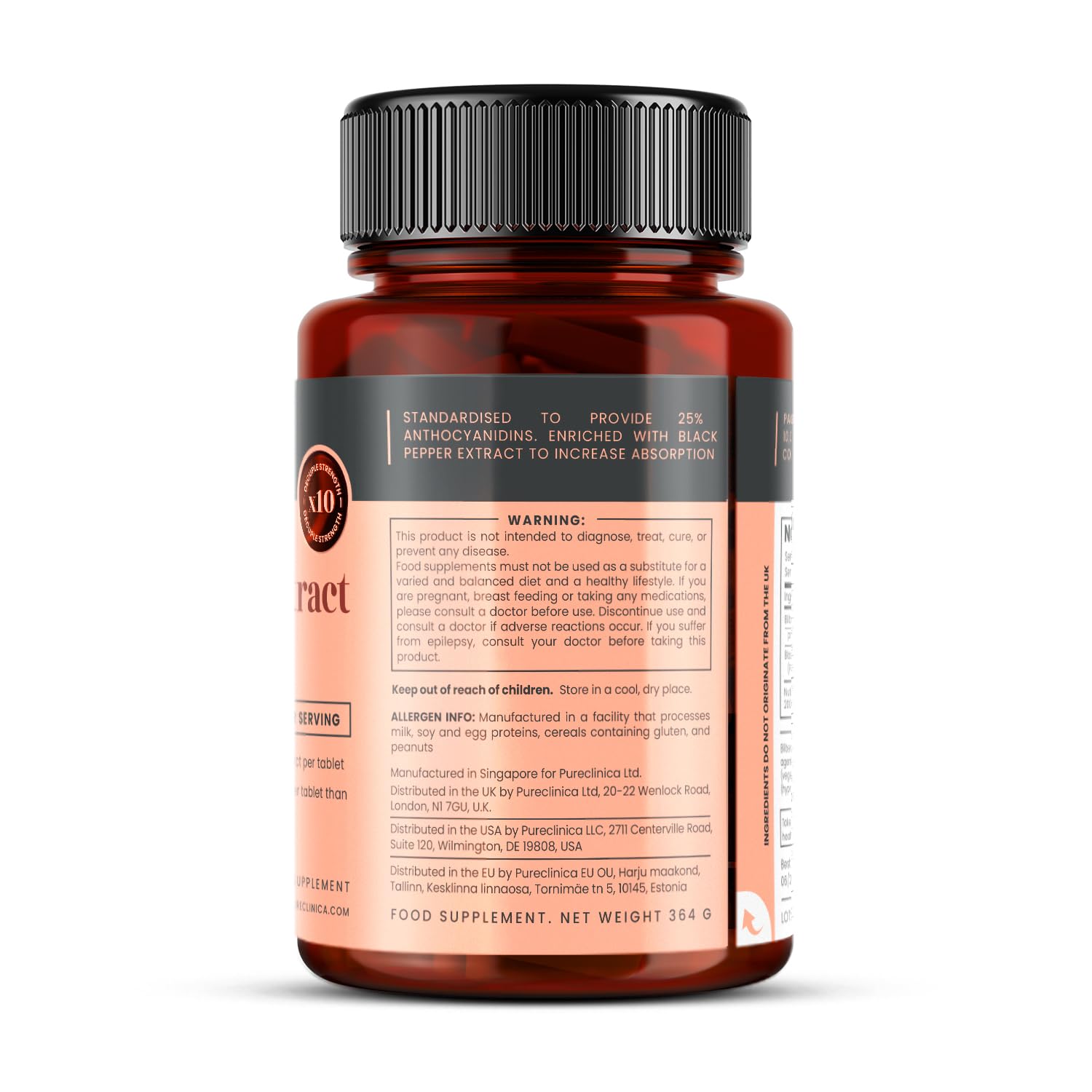 Authentic pureclinica bilberry extract for eye strain relief close up view