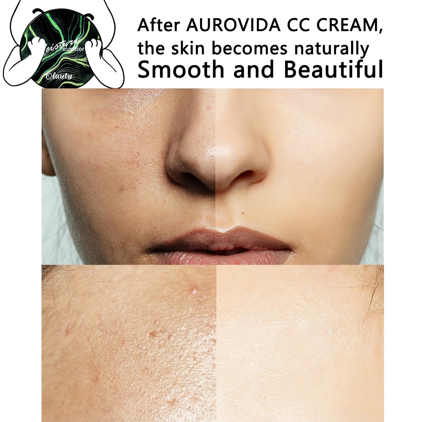 Application demonstration of Aurovida CC cream on skin