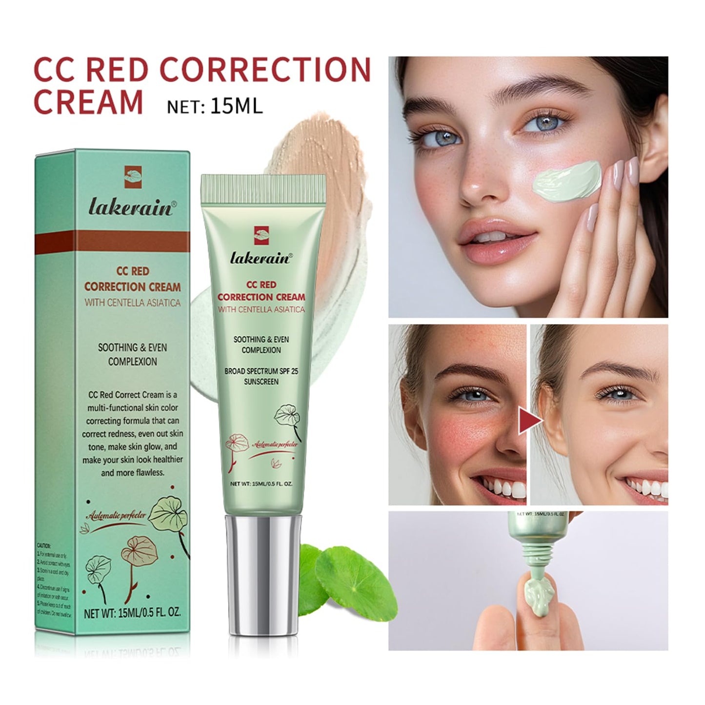 Eonfave redness correction cream applied to hand for tone test