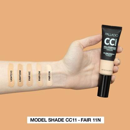 Back of Palladio CC Cream tube showing ingredients and product details