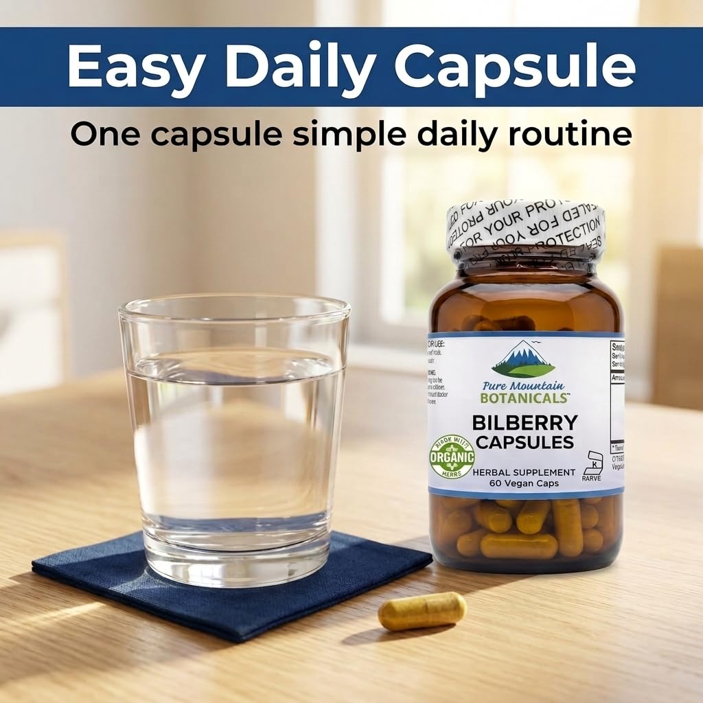 Vegan and kosher certified herbal eye wellness capsules by Pure Mountain Botanicals