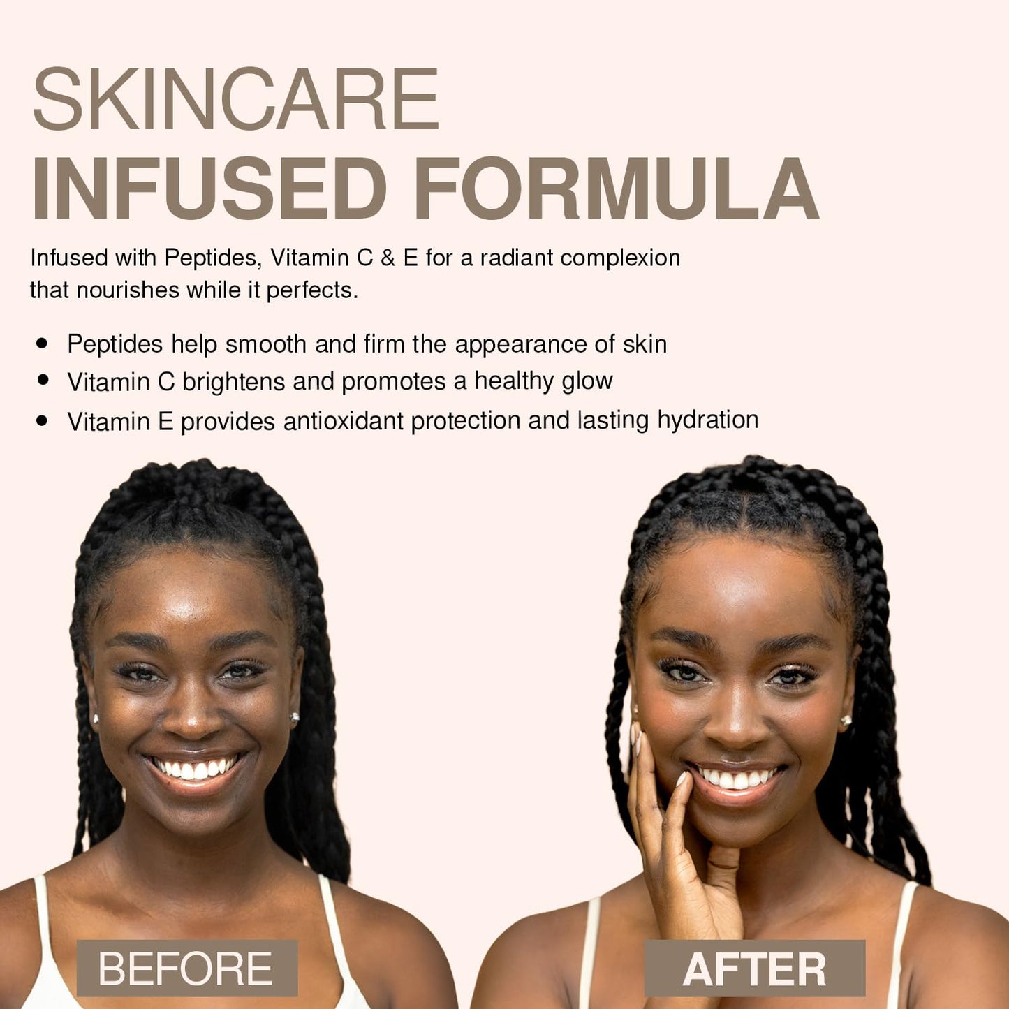 Application of Palladio CC Cream on skin for buildable coverage