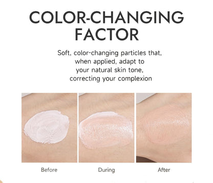 CC cream texture and self-adjusting pigment demonstration