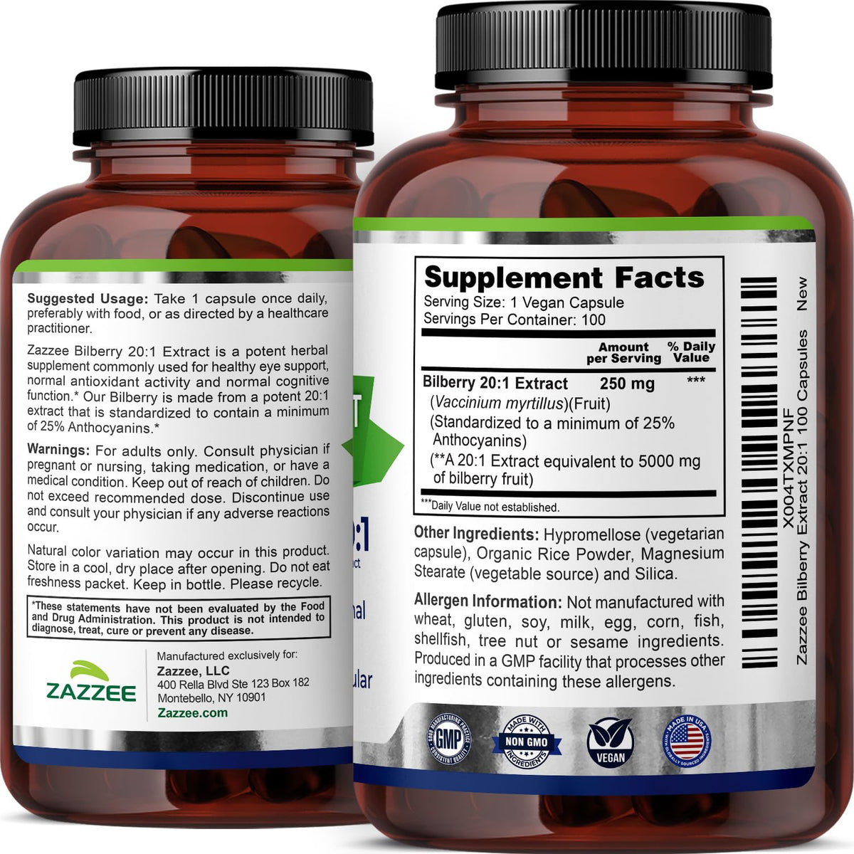 Authentic Zazzee Naturals dietary supplement bottle cap and neck safety seal.