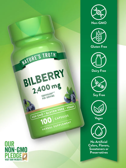 Authentic imported USA bilberry fruit extract capsules dietary information