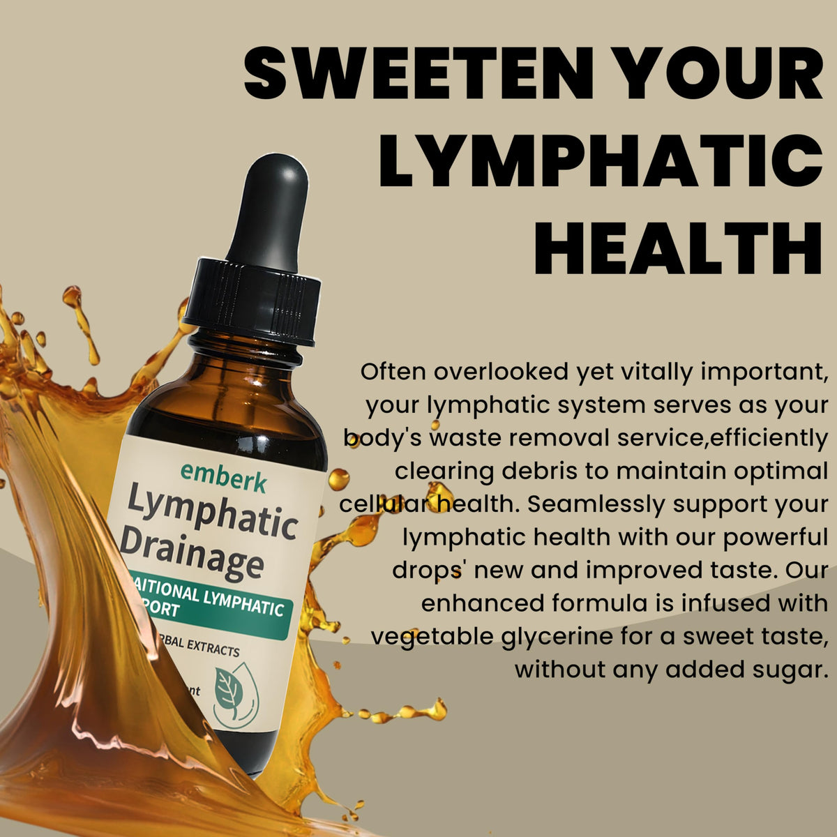 Liquid herbal supplement bottle for lymphatic support