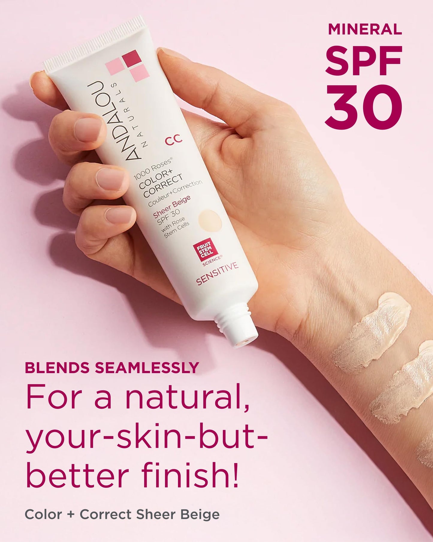 Back of Andalou Naturals 1000 Roses CC cream packaging