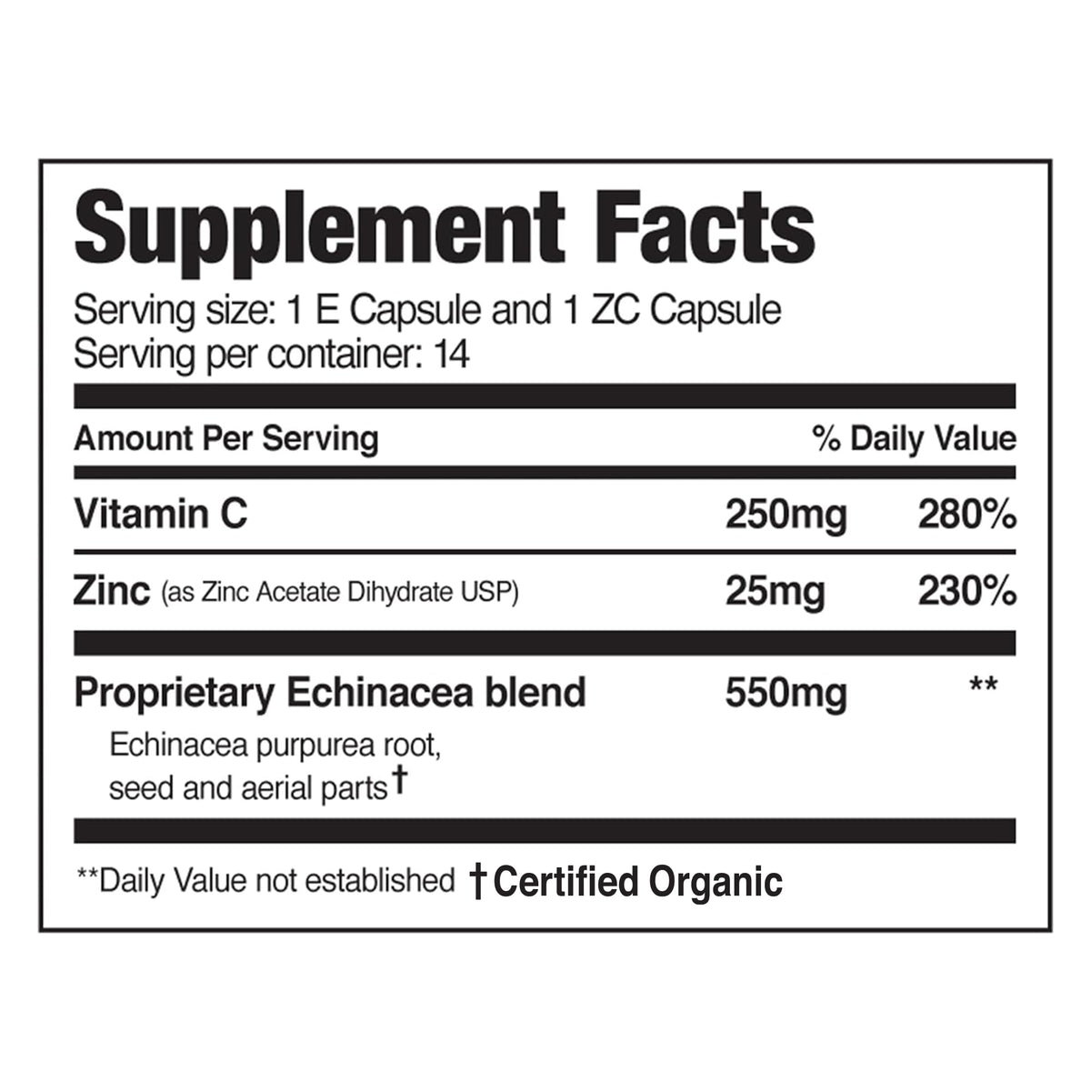 EZC Pak 28 capsules packaging immune supplement