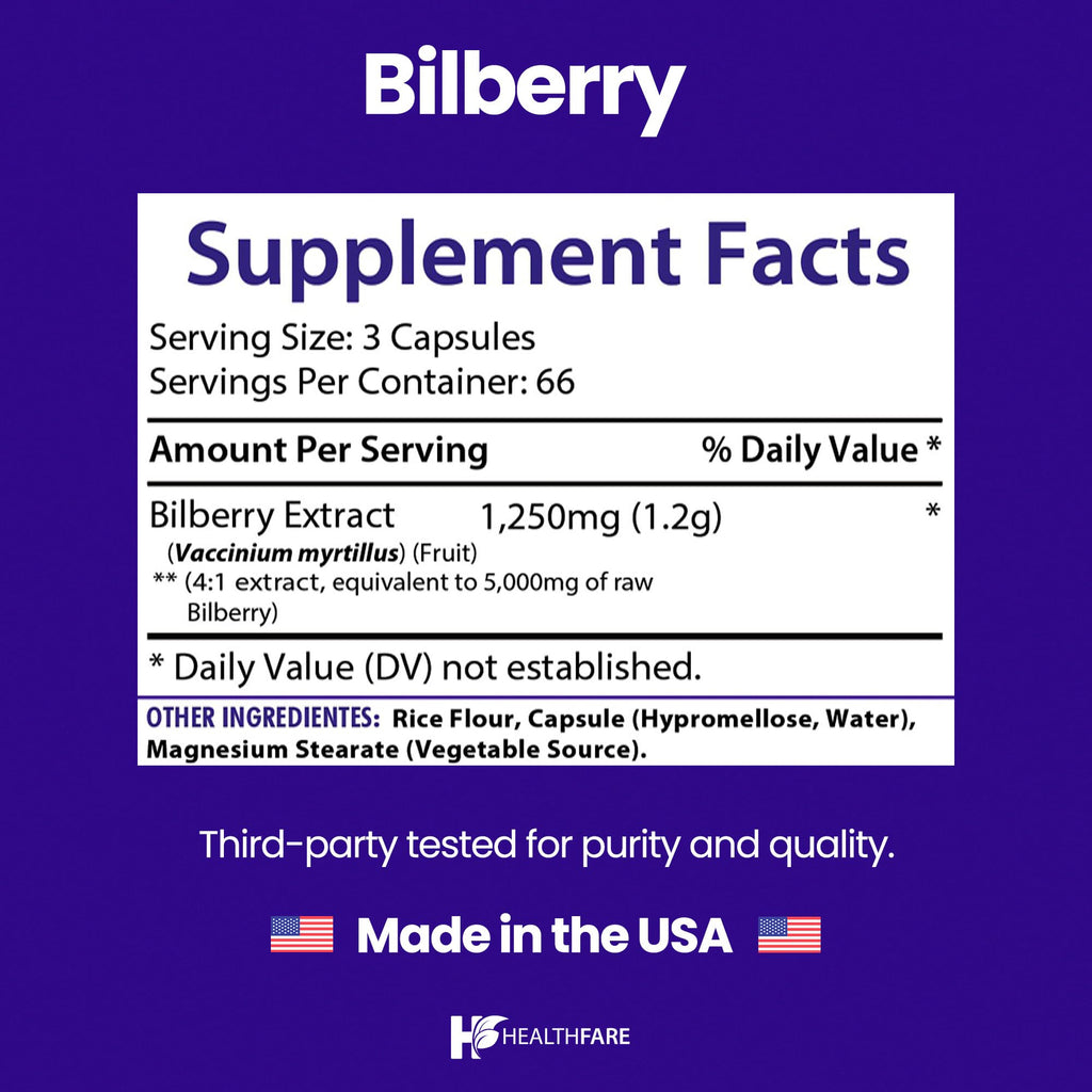 Premium USA imported bilberry extract capsules for digital eye strain relief