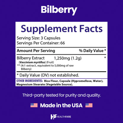 Premium USA imported bilberry extract capsules for digital eye strain relief