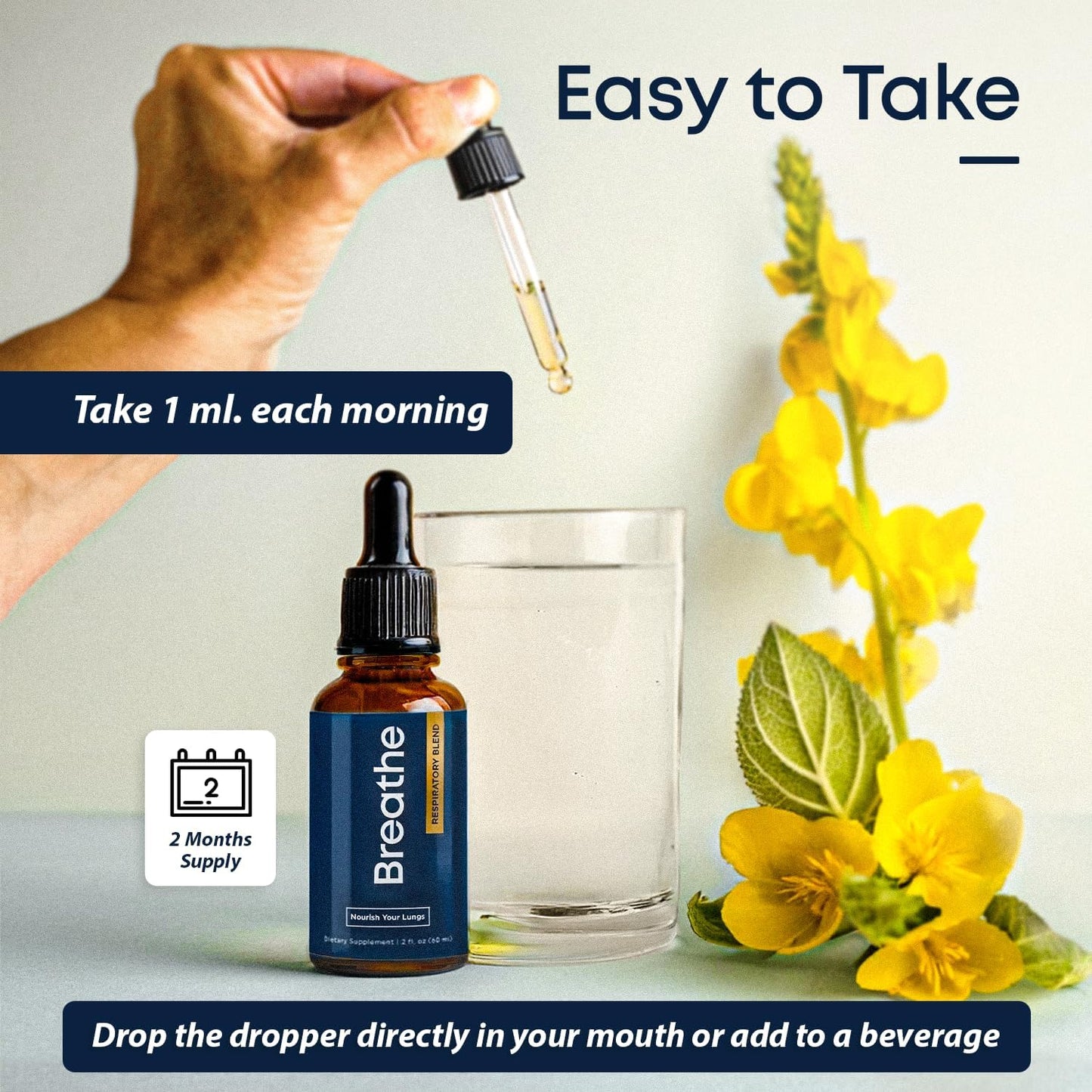Close up of Herbal Tea Therapy Mullein Drops ingredients label