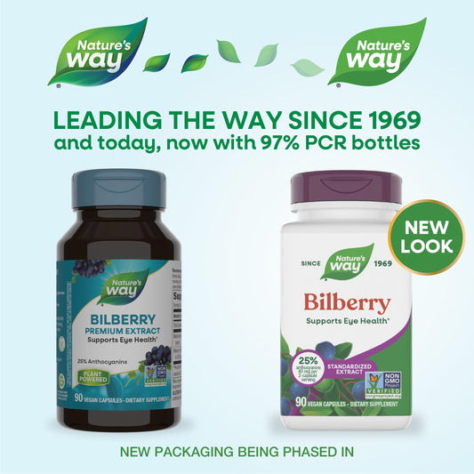 Nature's Way Bilberry supplement supplement facts and nutritional ingredient label details