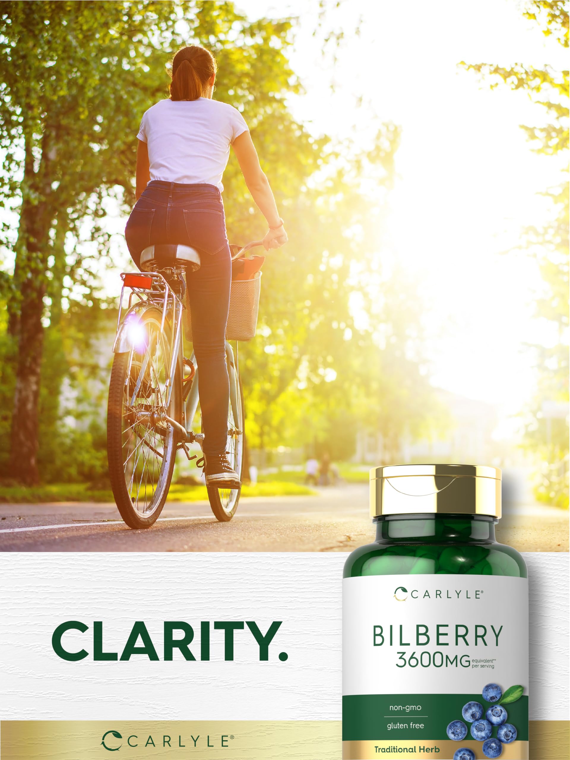 Antioxidant rich bilberry capsules bottle for natural vision protection.