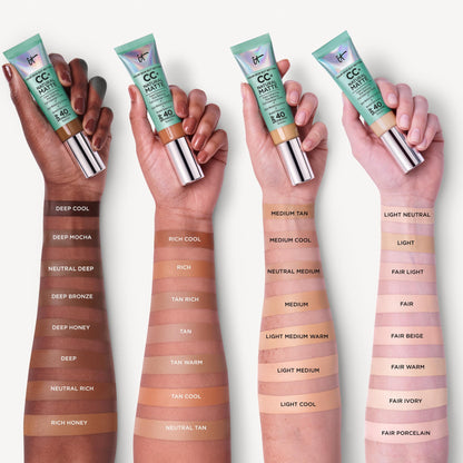 Benefits and features label on IT Cosmetics foundation box