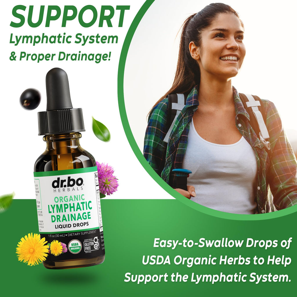 Close up of Dr. Bo herbal drops bottle with dropper