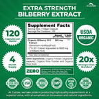 Zazzee extra strength bilberry supplement nutrition facts label