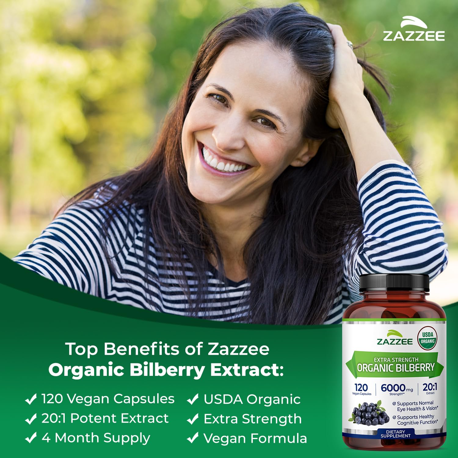 Zazzee USDA organic certified antioxidant supplement premium bottle