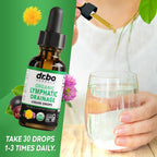 Side profile of Dr. Bo organic herbal drops bottle