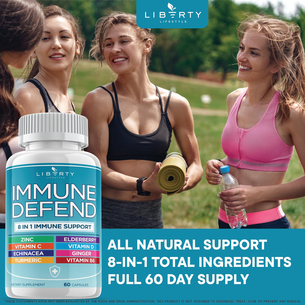 Authentic Liberty Lifestyle 8 in 1 supplement bottle packaging