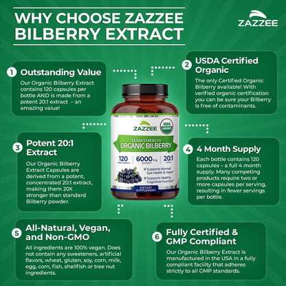 Zazzee non GMO vegan eye care supplement product details