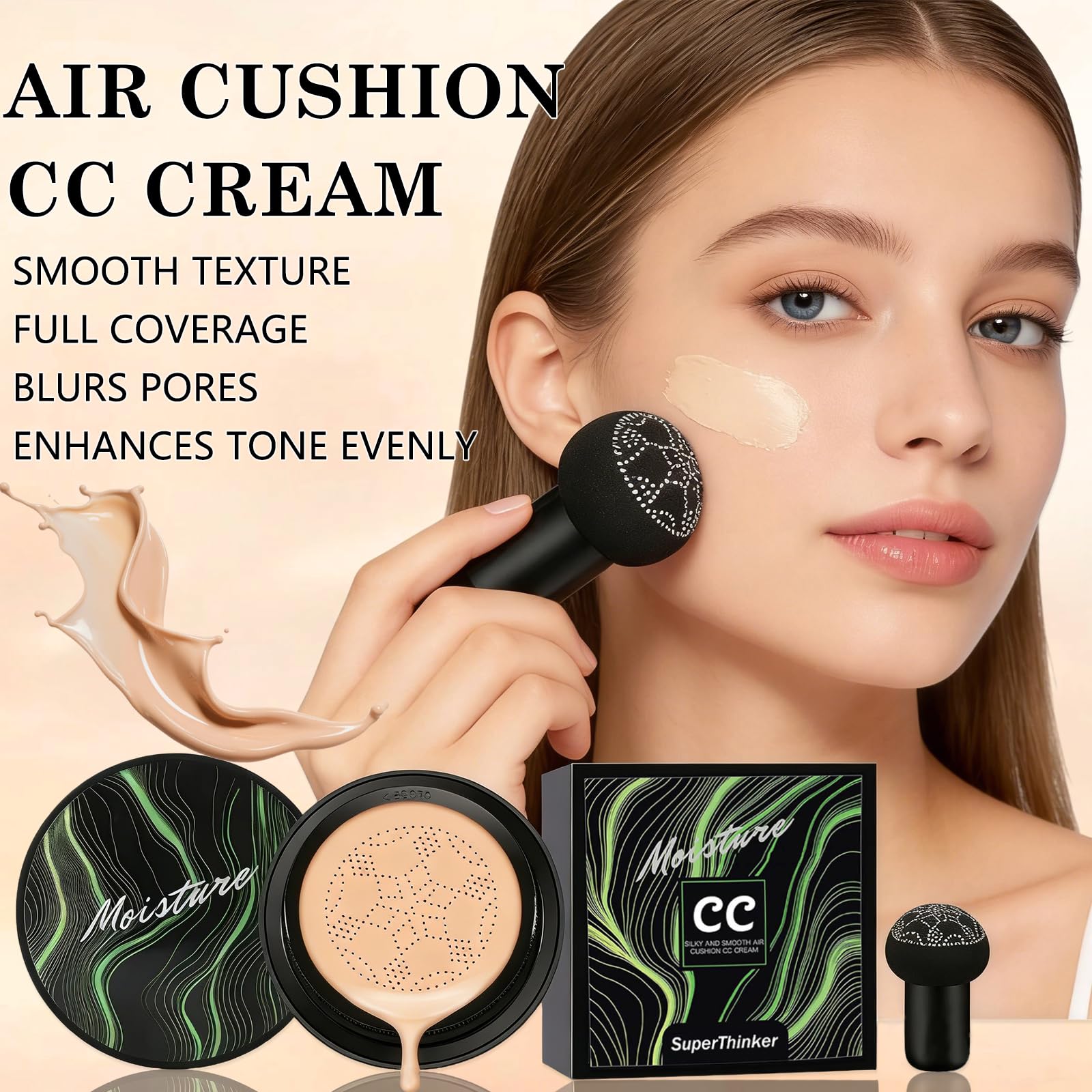 Mushroom head sponge applicator for CC cream foundation