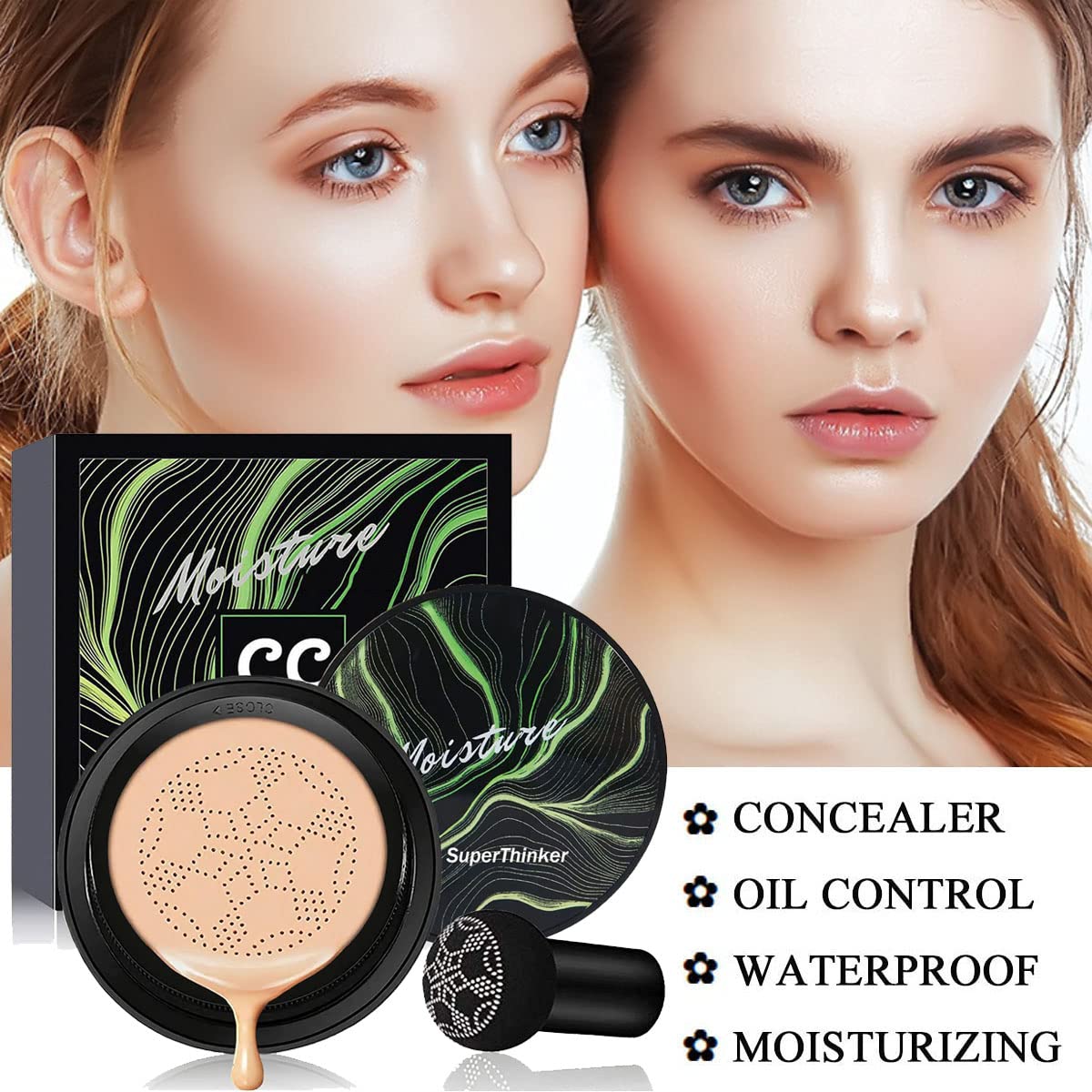 Side profile of Superthinker CC cream compact
