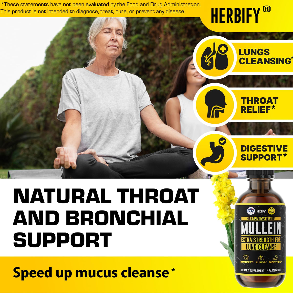 Herbify Mullein Drops label details including immune support benefits.