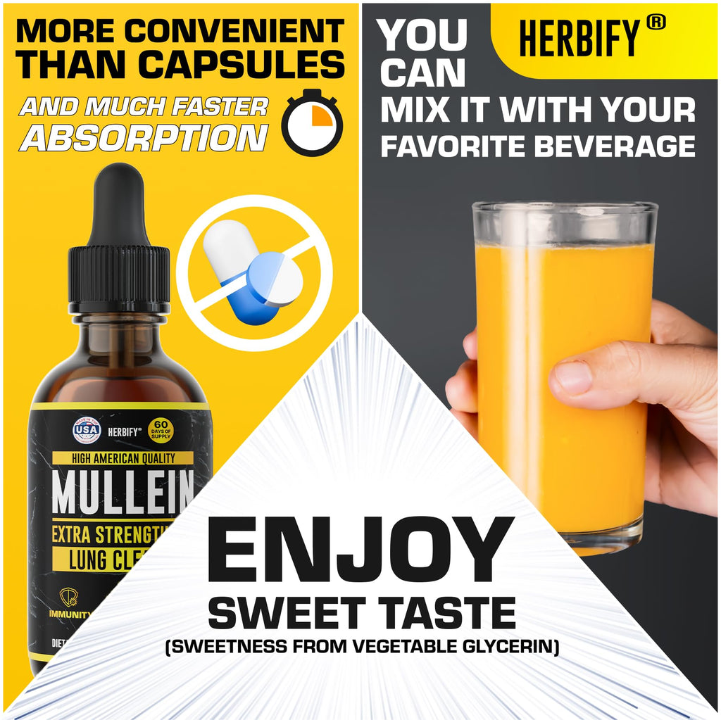 Authentic USA imported Herbify Mullein Lung Cleanse drops bottle.