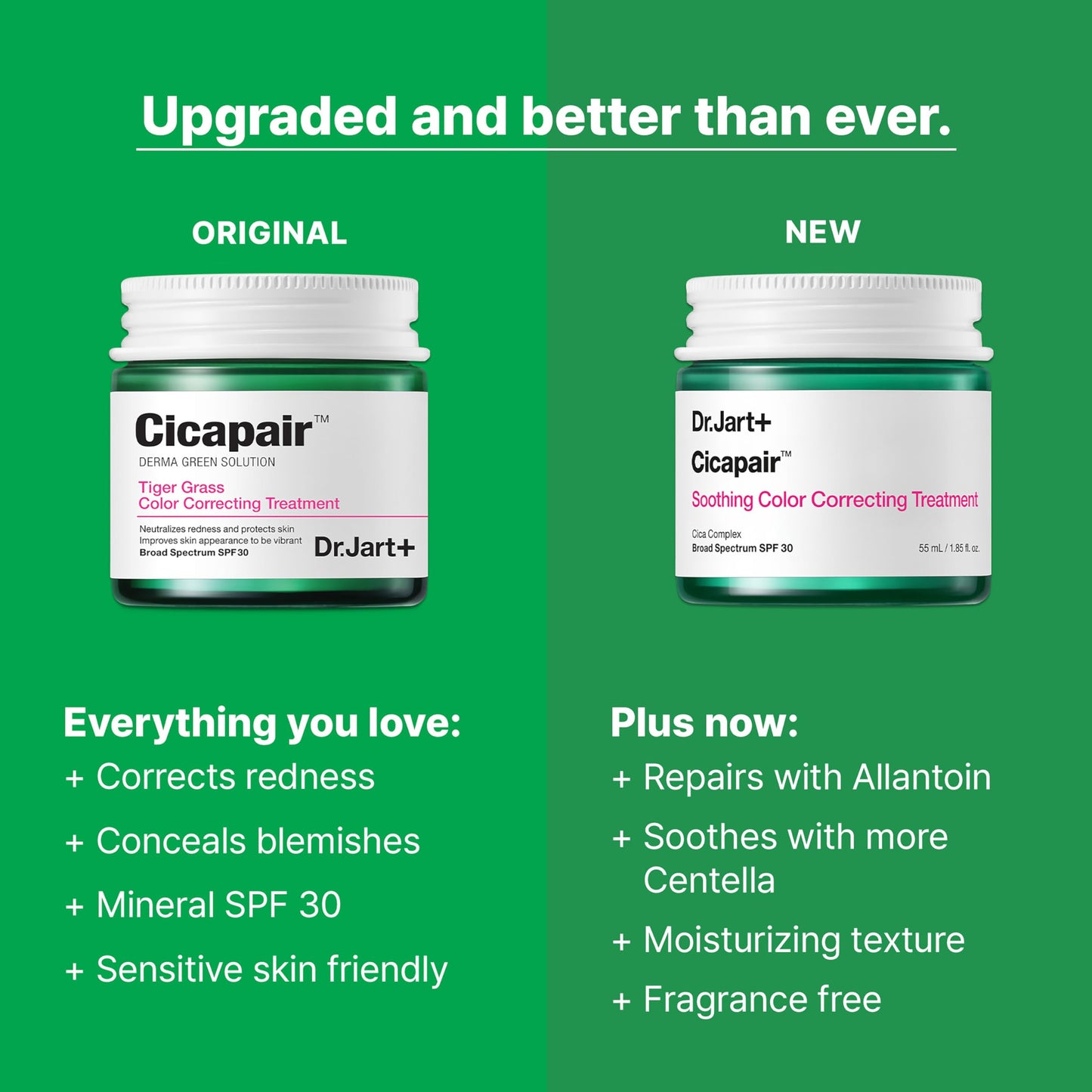 Dr. Jart+ Cicapair cream texture showing green-to-beige transition