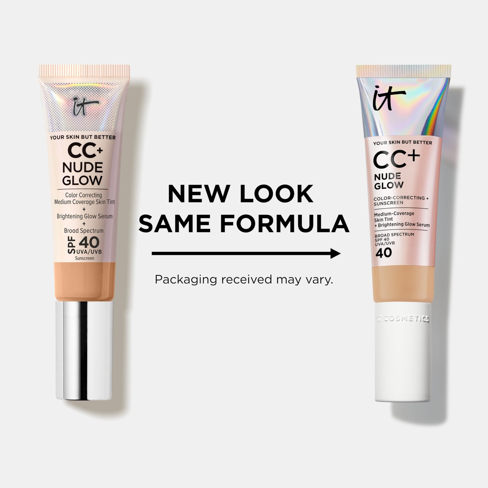 Back of packaging showing It Cosmetics CC+ Nude Glow ingredients