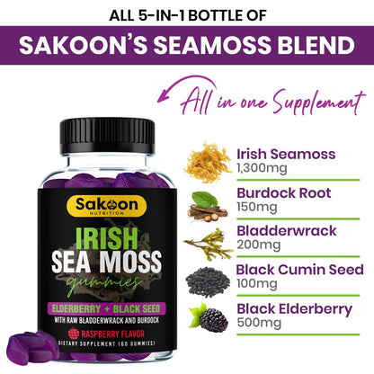 Sakoon Nutrition dietary supplement bottle displaying 102 essential daily nutrients
