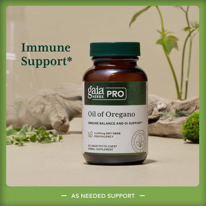 Back label of Gaia Herbs Pro wellness supplement listing clean ingredients and liquid capsule technology