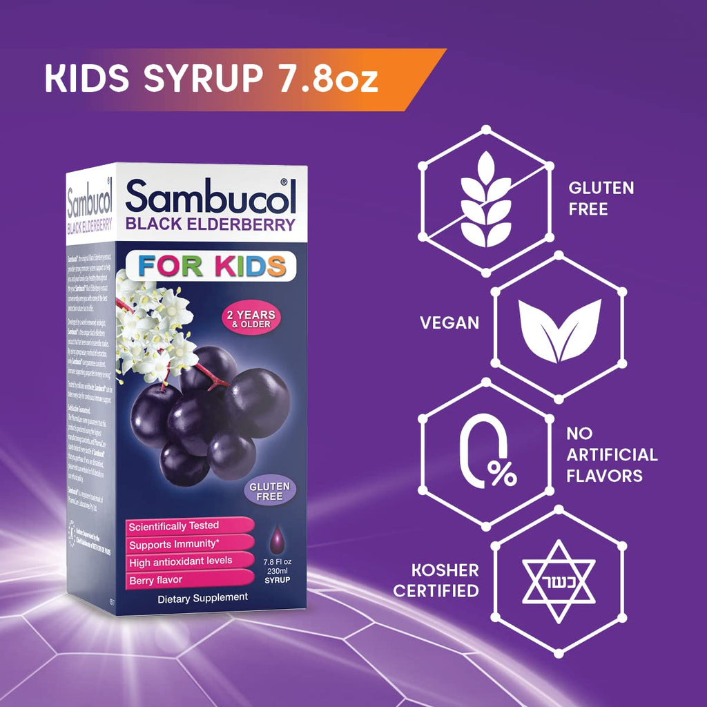 Black elderberry syrup for children 7.8 fluid ounce size