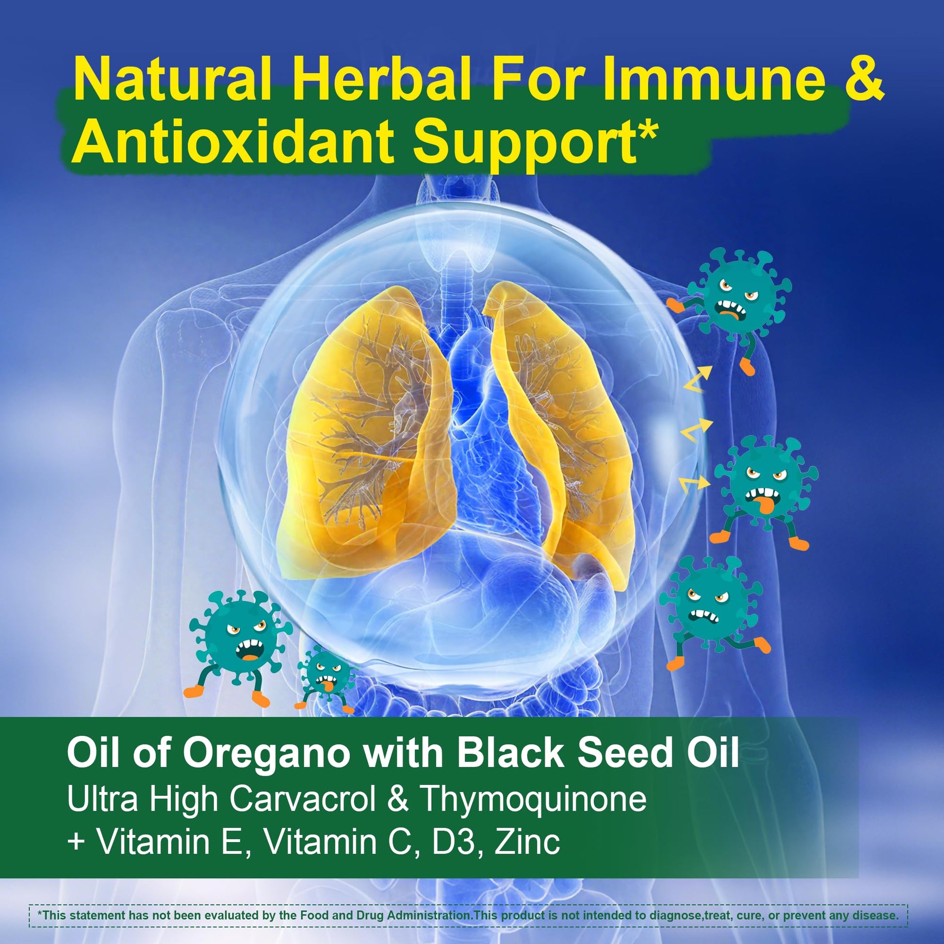 Premium imported lilicare carvacrol and thymoquinone antioxidant gummies packaging details