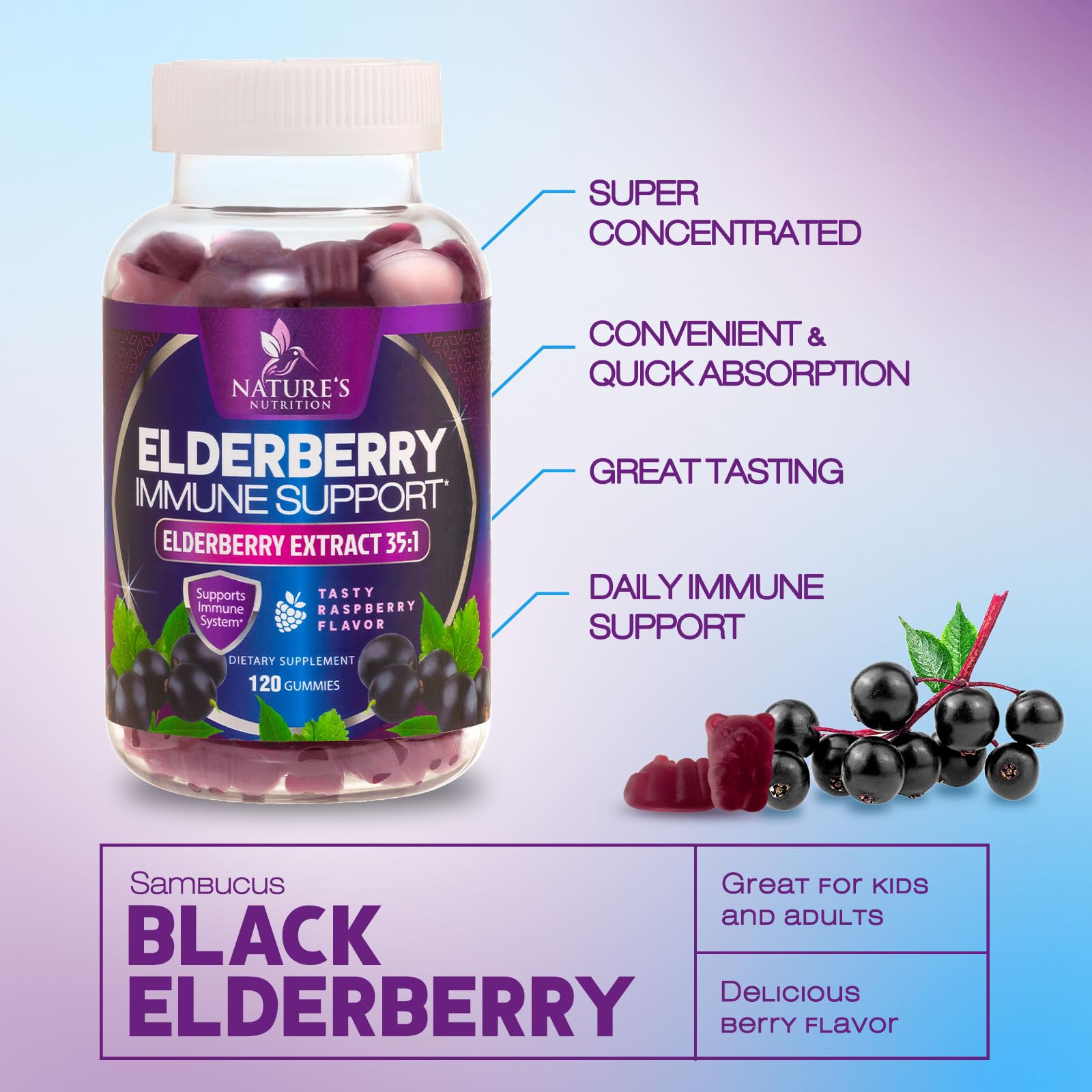 Nature's Nutrition daily defense dietary supplement packaging showcasing the 120 count size.