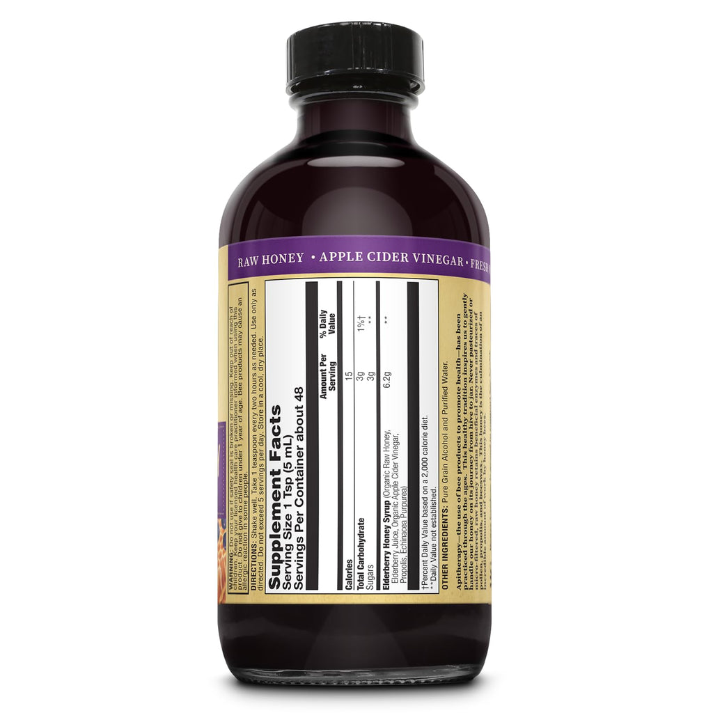 Close up of Zand immune syrup bottle label