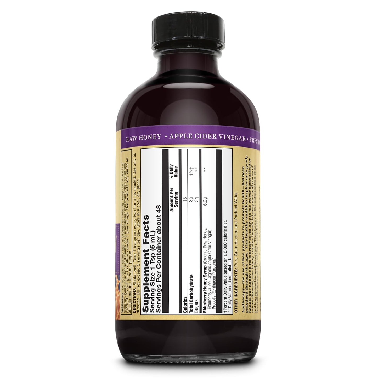 Close up of Zand immune syrup bottle label