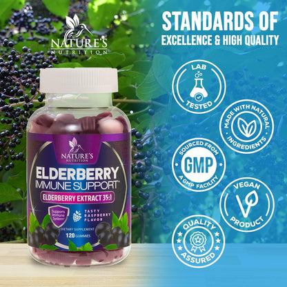 Imported USA premium immune support gummy vitamins container displayed on a clean surface.