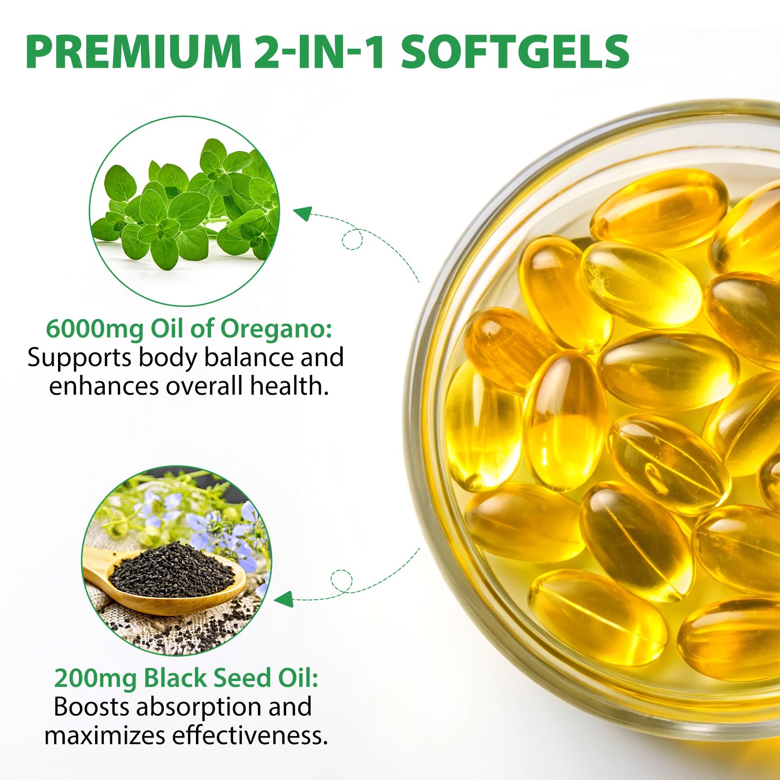 High potency wild oregano oil six thousand milligrams dietary supplement capsules bottle details