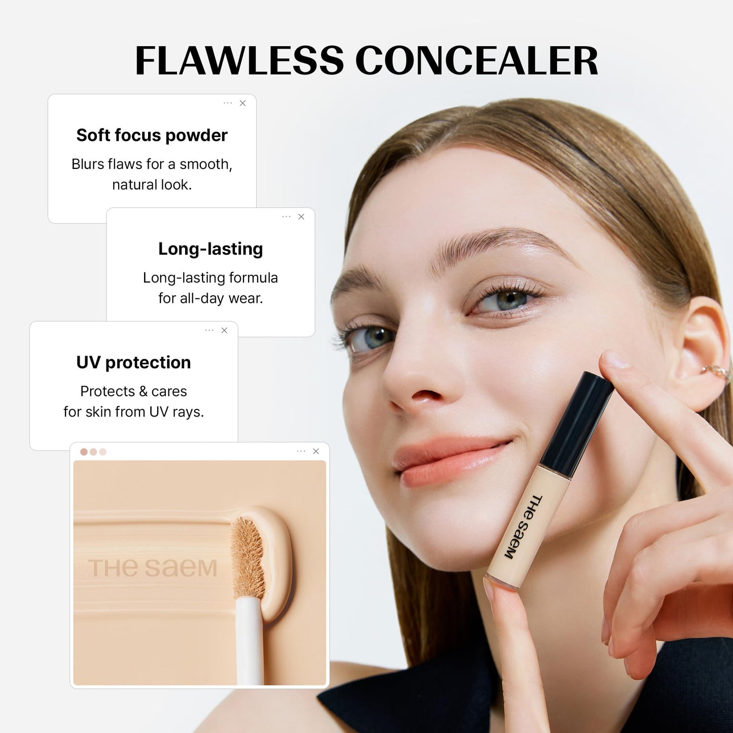 USA imported THESAEM Cover Perfection Tip Concealer product display