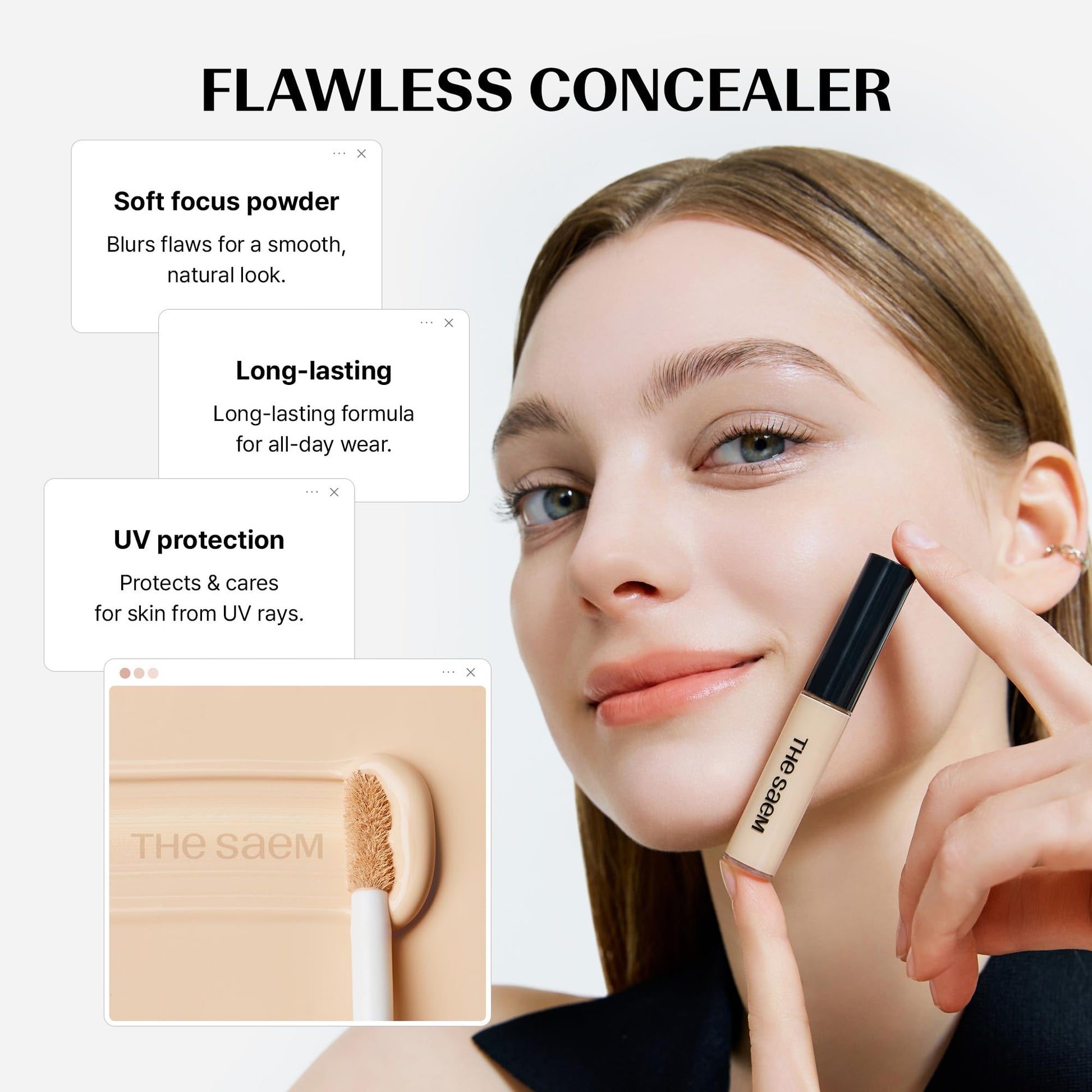 USA imported THESAEM Cover Perfection Tip Concealer product display