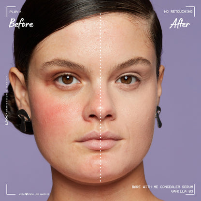 Close up of the non cakey medium coverage texture on skin