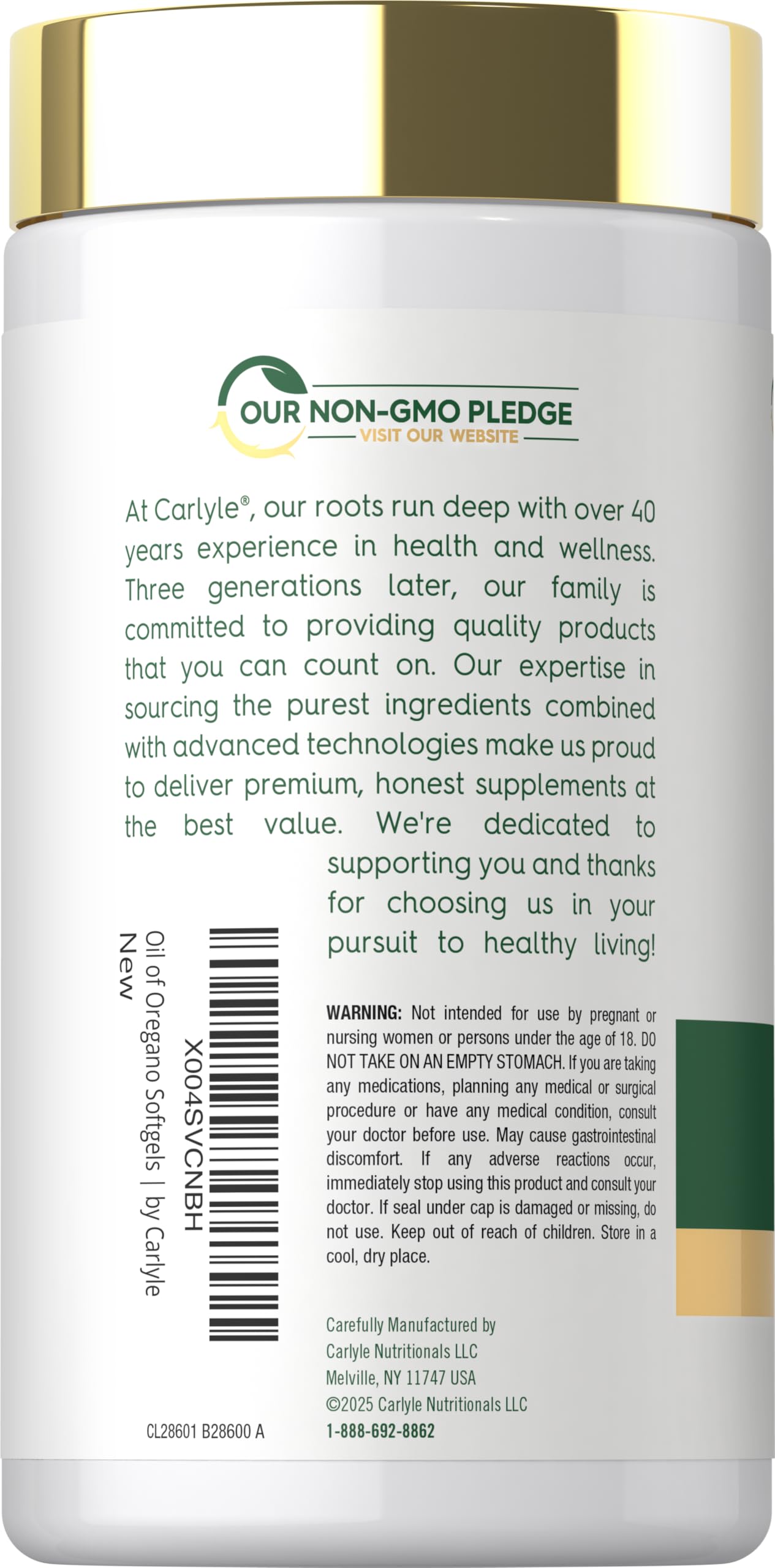 Premium immune support herbal supplement bottle showing non-GMO seal