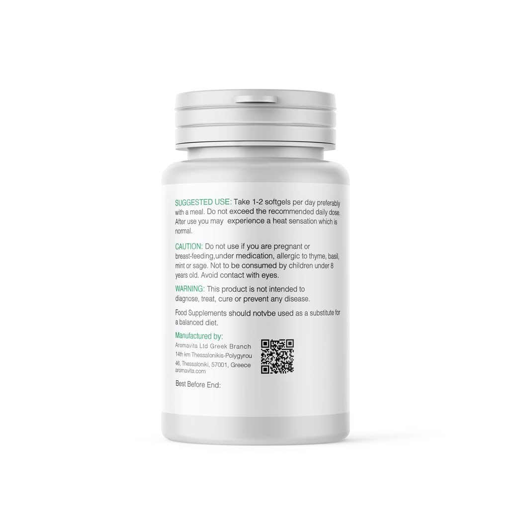 Gluten free and non GMO wild Mediterranean oregano oil dietary supplement
