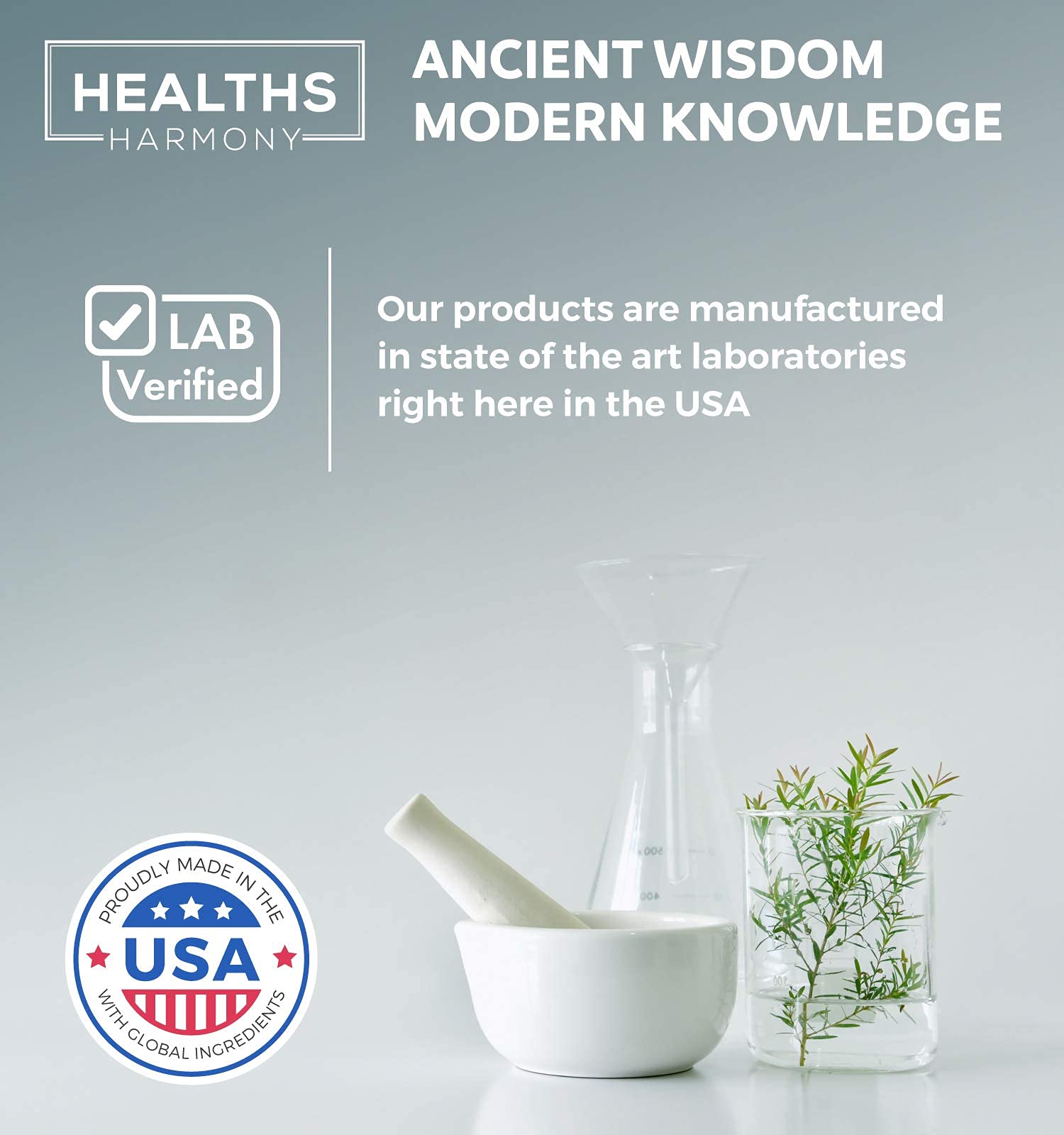 Back label of Healths Harmony gut flora balance supplement detailing the vegetarian capsules information.