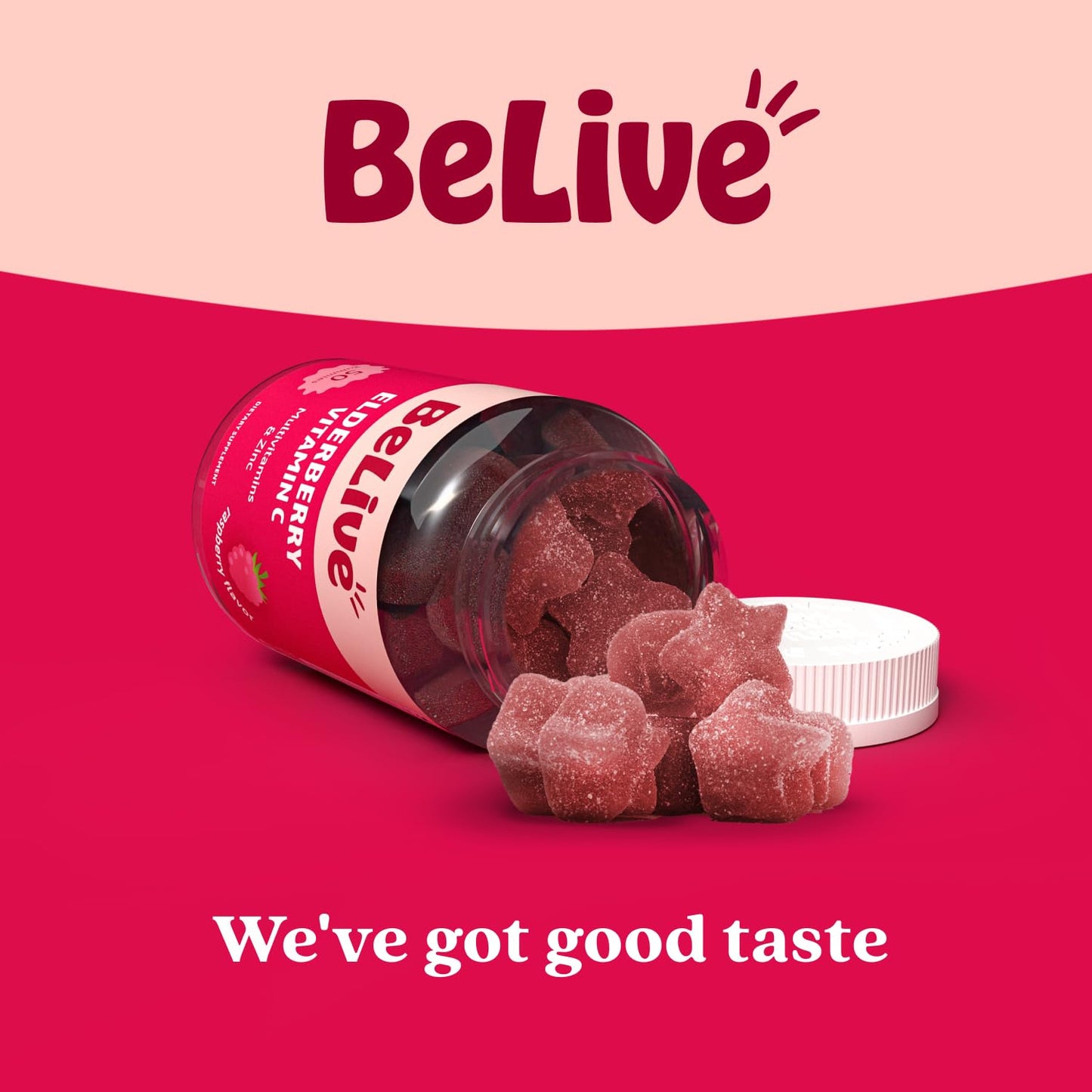 BeLive daily immune system booster chewable gummies side angle layout