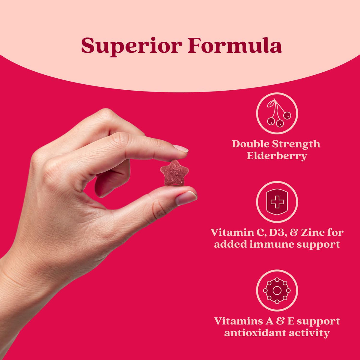 BeLive antioxidant rich daily vitamins close up view of raspberry flavored supplements